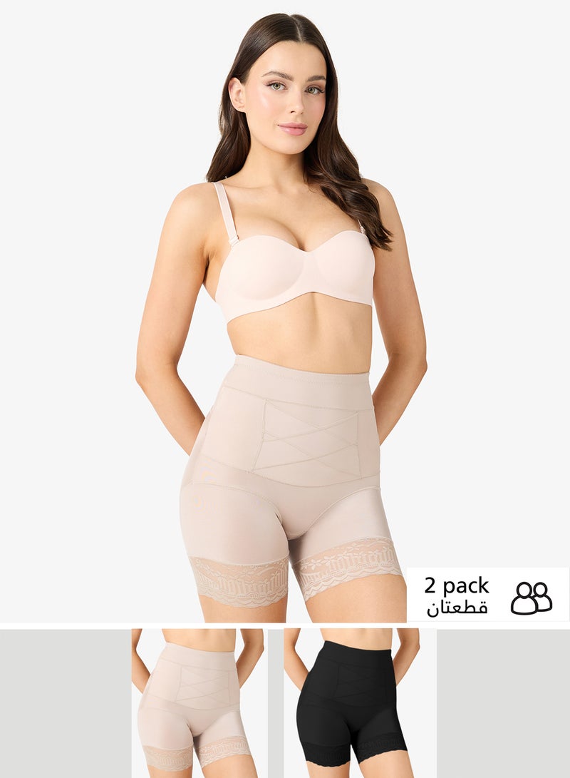 Ginger 2PC High Waist Tummy Control Shapewear with Lace Trim - Image 1